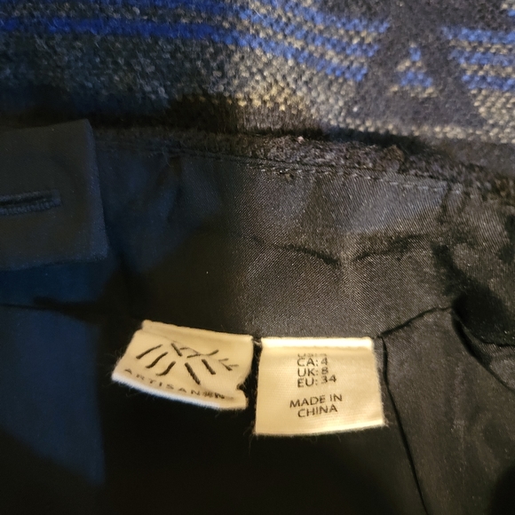 Artisan NY Womens Poly Wool Blend Asymmetrical Skirt Size 4 Blue Black Lined - Picture 3 of 3